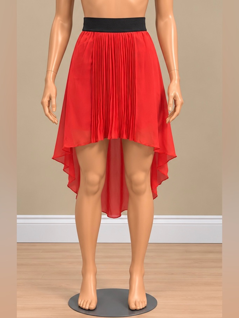 Charlotte Russe Coral Accordion Pleated High Low Chiffon Skirt XS